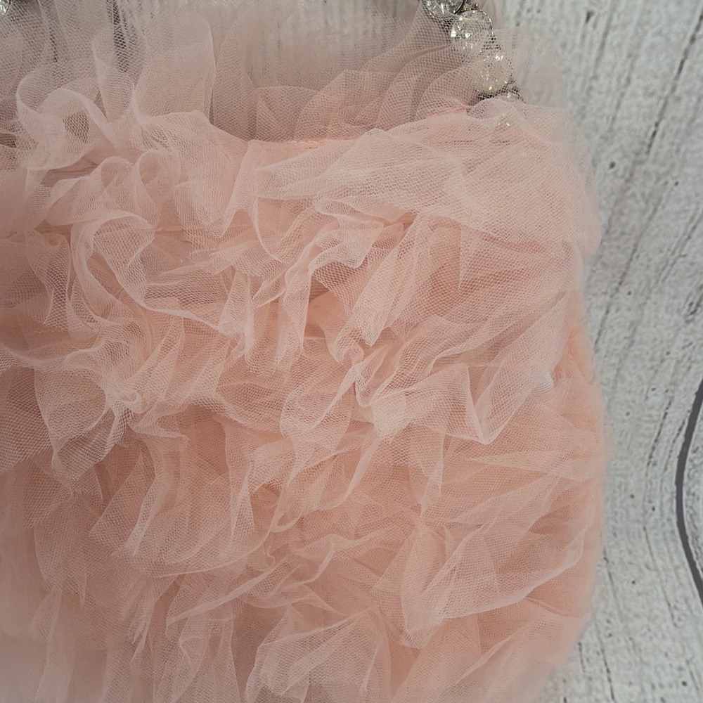 Alessia Jewel Purse Pink Tulle Ruffle Rhinestone Evening Bag Prom Wedding Girly - Picture 3 of 7